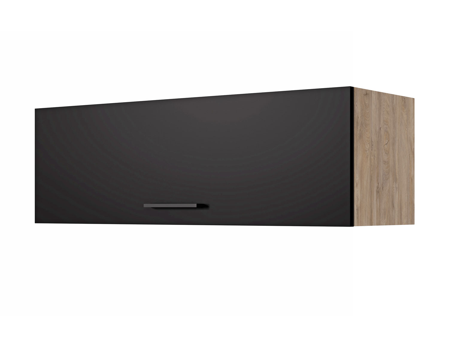 Kurzhängeschrank Küche - 100 cm breit - Schwarz matt Endgrain Oak, mit Klapptür – Capri