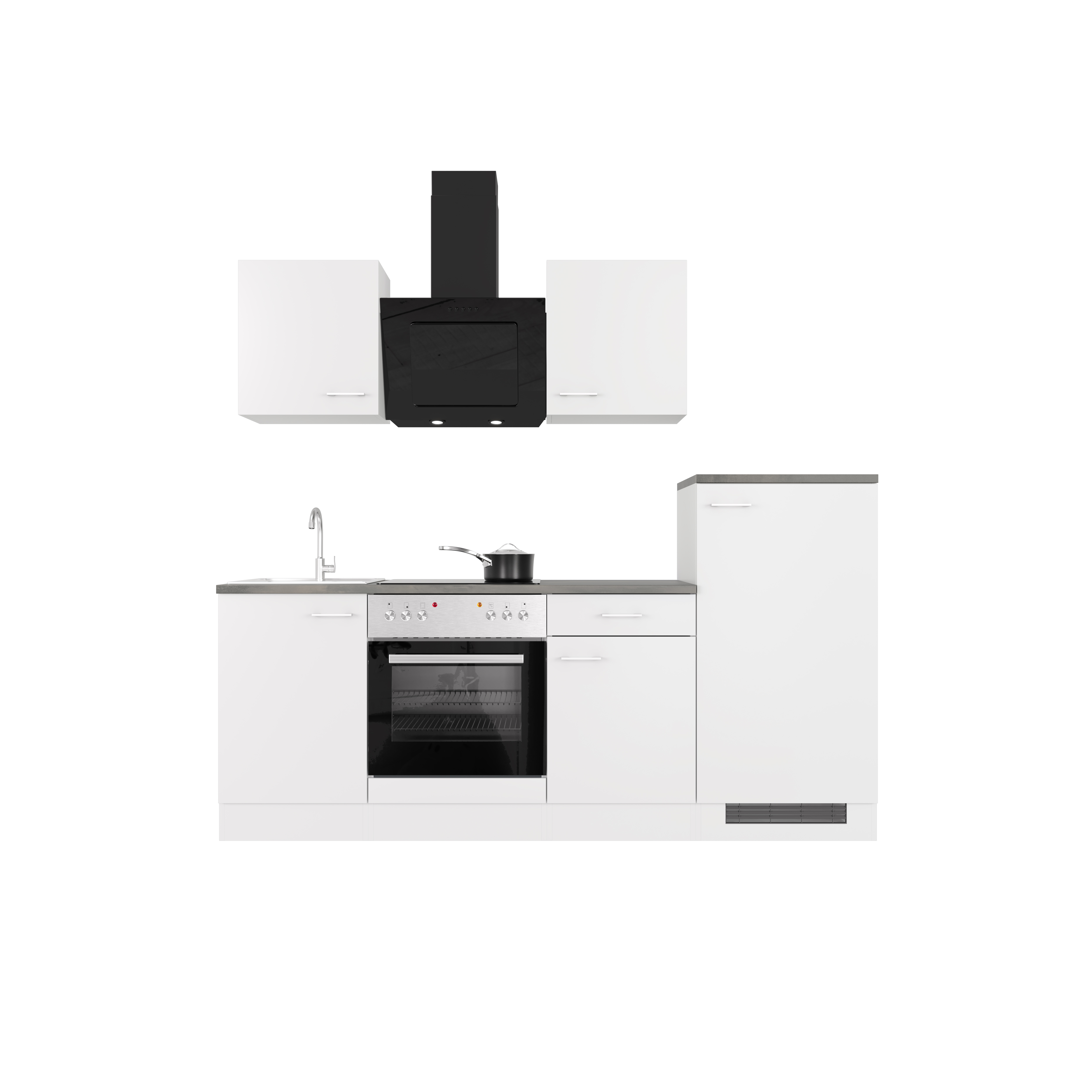 Küchenzeile mit E-Geräten - 220 cm breit - Weiß – Toska