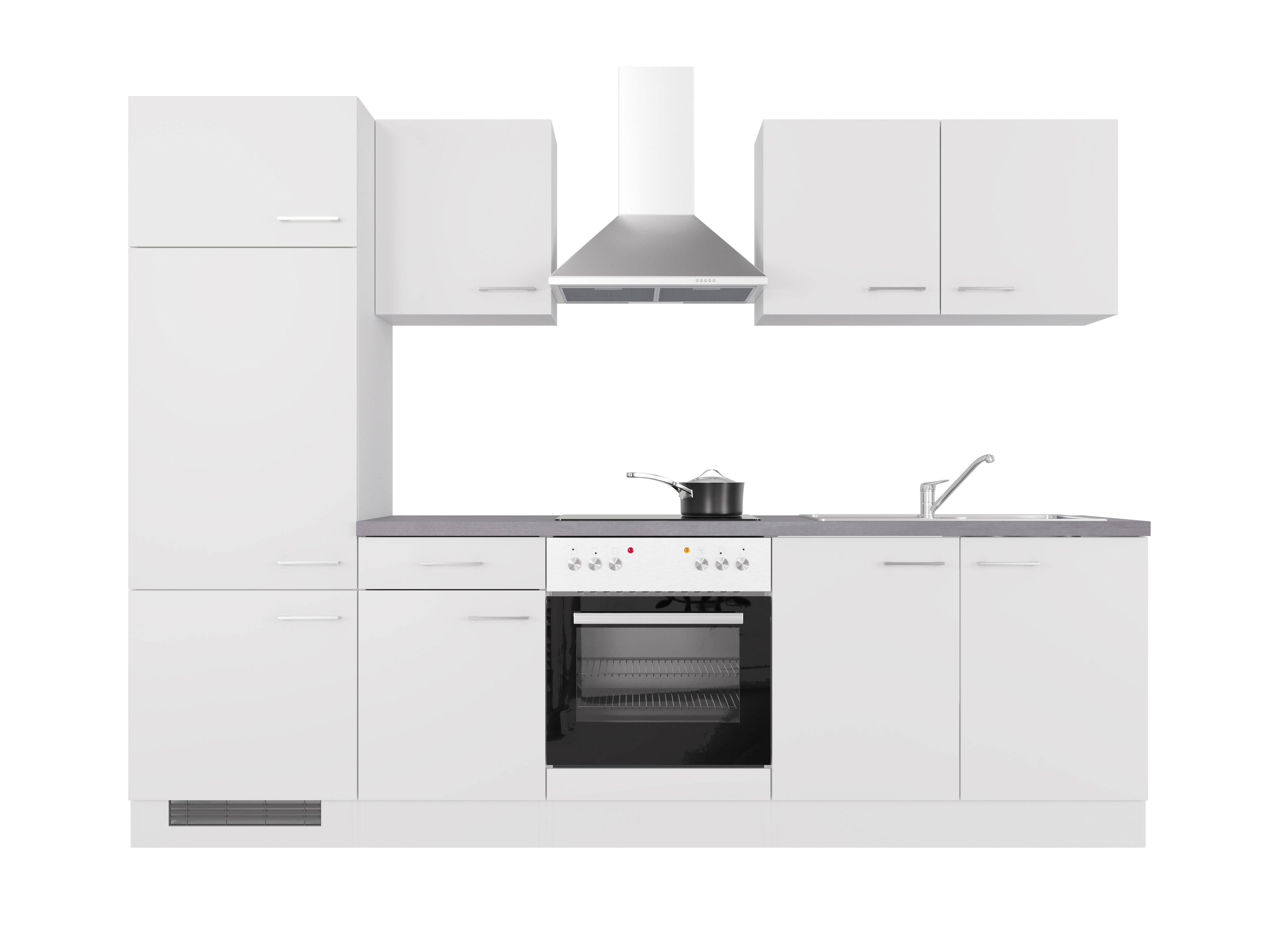 Küchenzeile mit E-Geräten - 270 cm breit - Weiß – Nawa