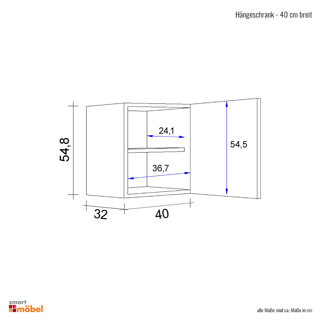 Hängeschrank Küche - 40 cm breit - Weiß – Nawa