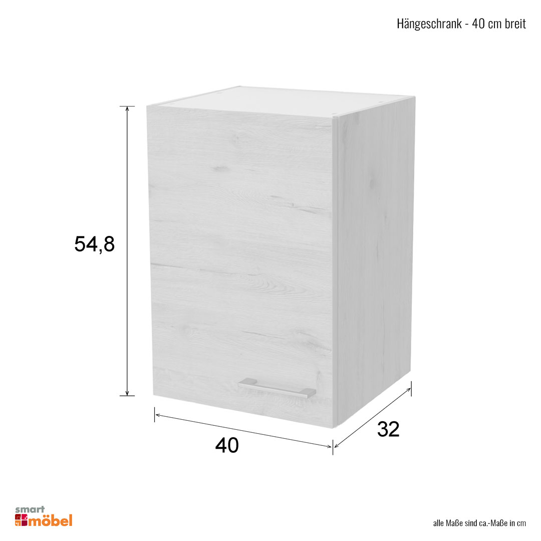 Hängeschrank Küche - 40 cm breit - Weiß – Nawa