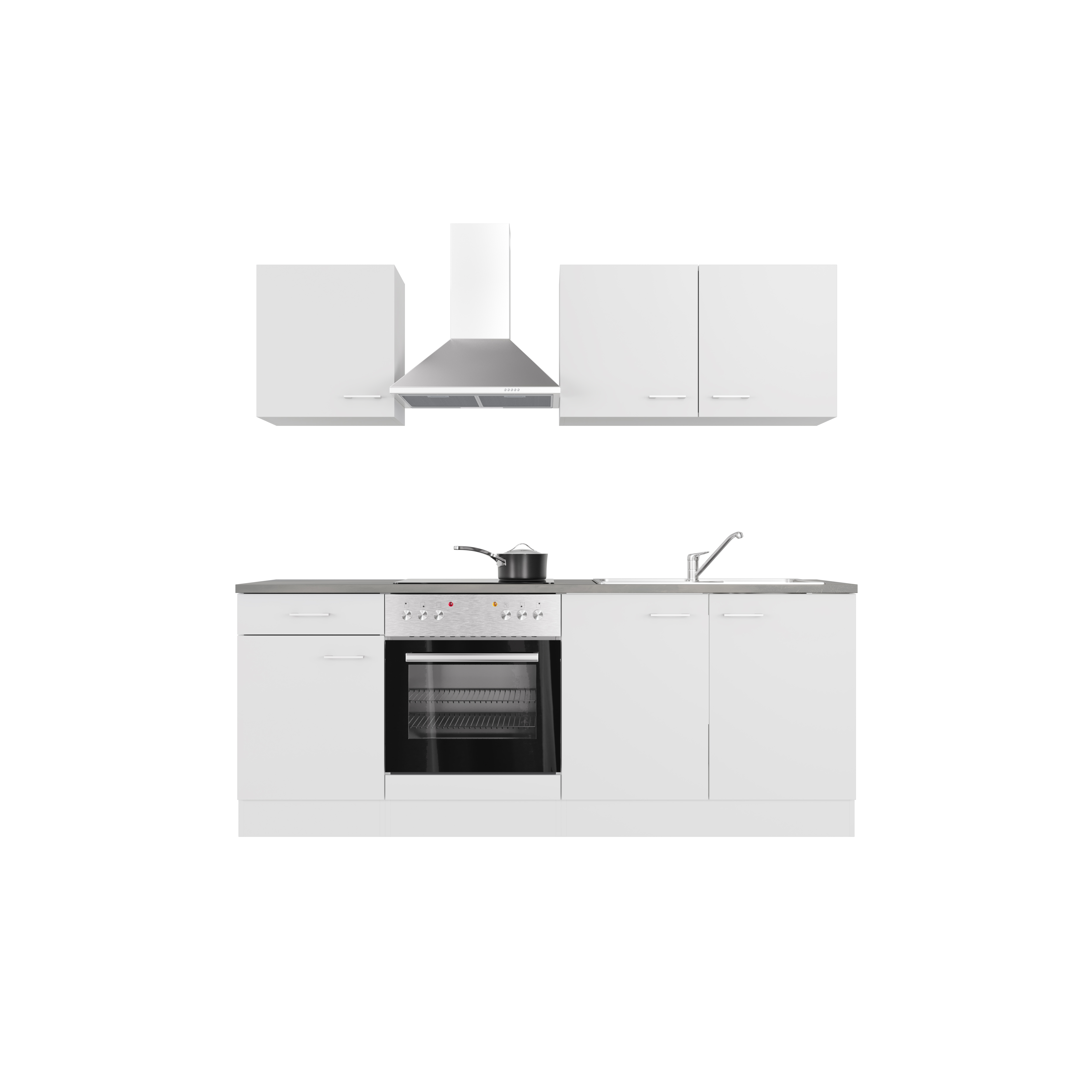 Küchenzeile mit E-Geräten - 210 cm breit - Weiß – Toska