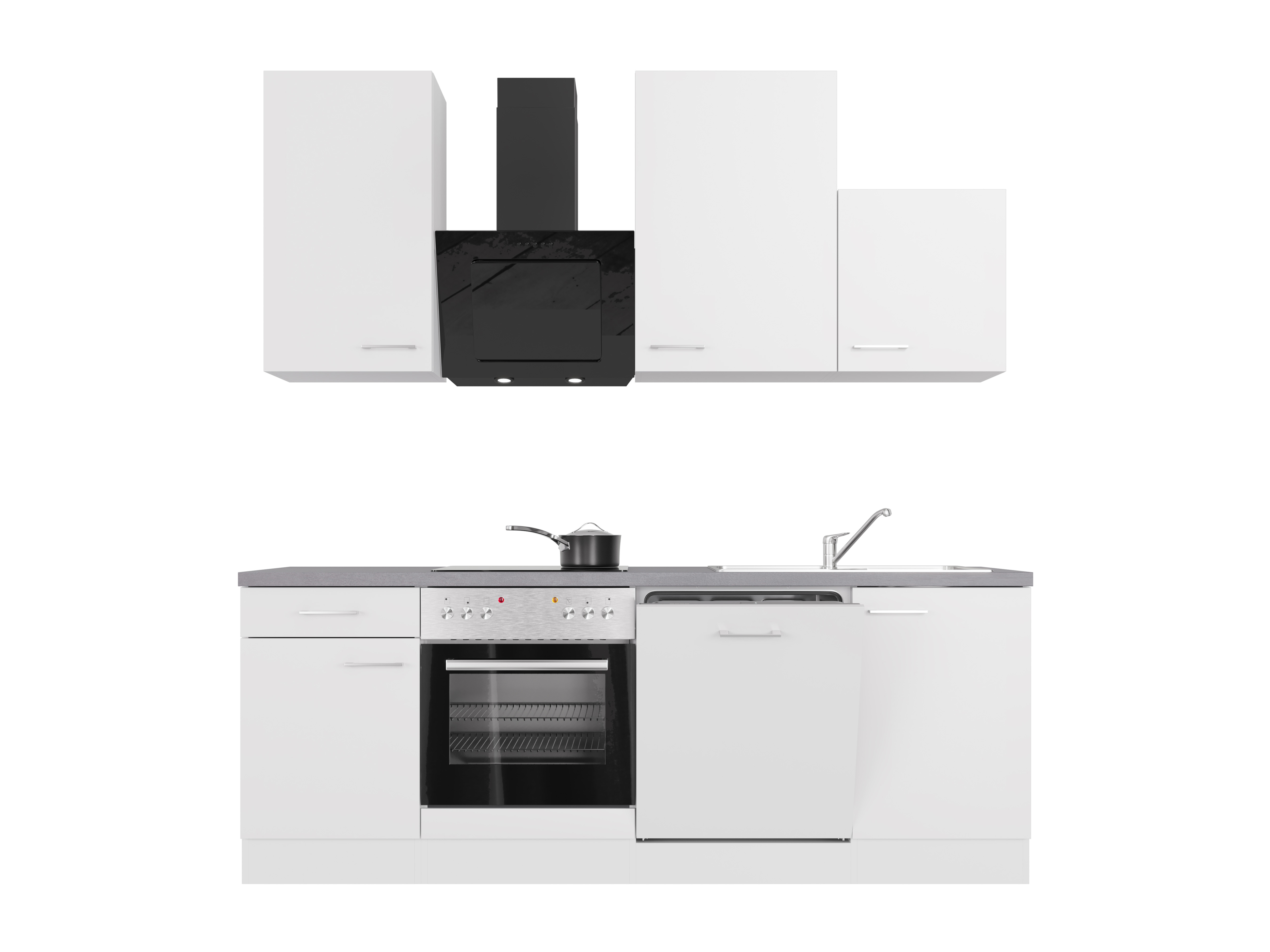 Küchenzeile Geschirrspüler cm - - & Nawa Weiß 220 – breit E-Geräten mit