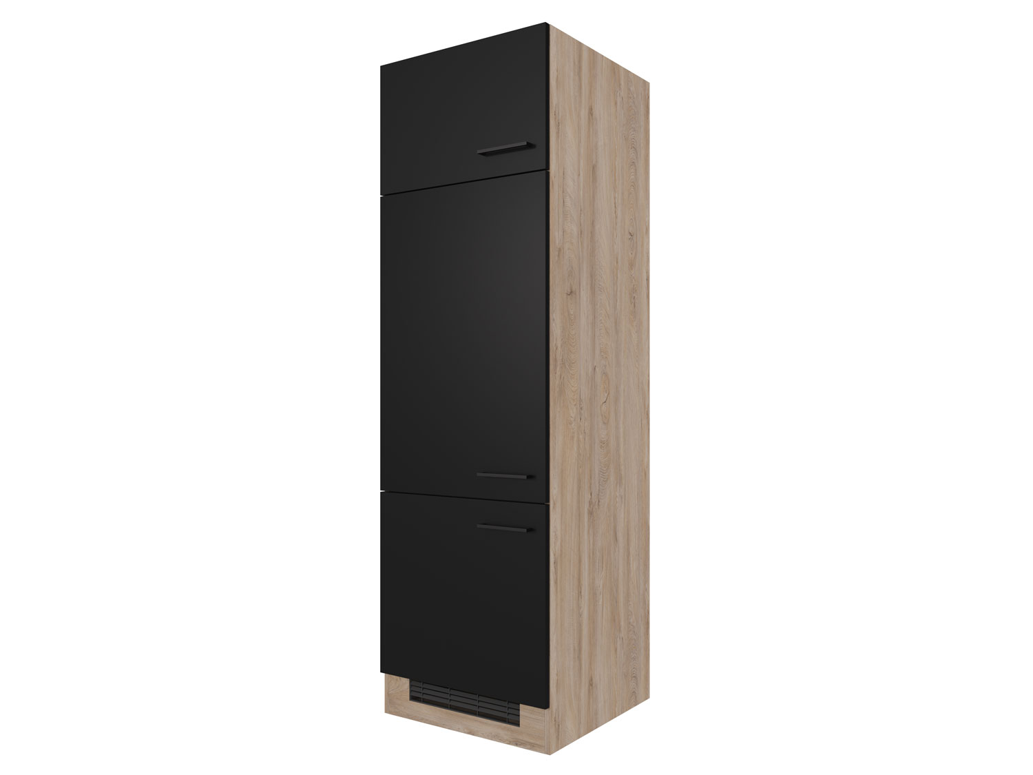 Geräteschrank für Kühlschrank - 60 cm breit - Schwarz matt Endgrain Oak – Capri