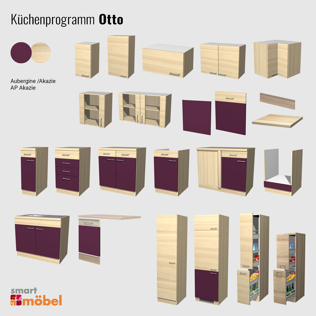 Arbeitsplatte - 210x3,8 cm breit - Akazie Dekor – Otto