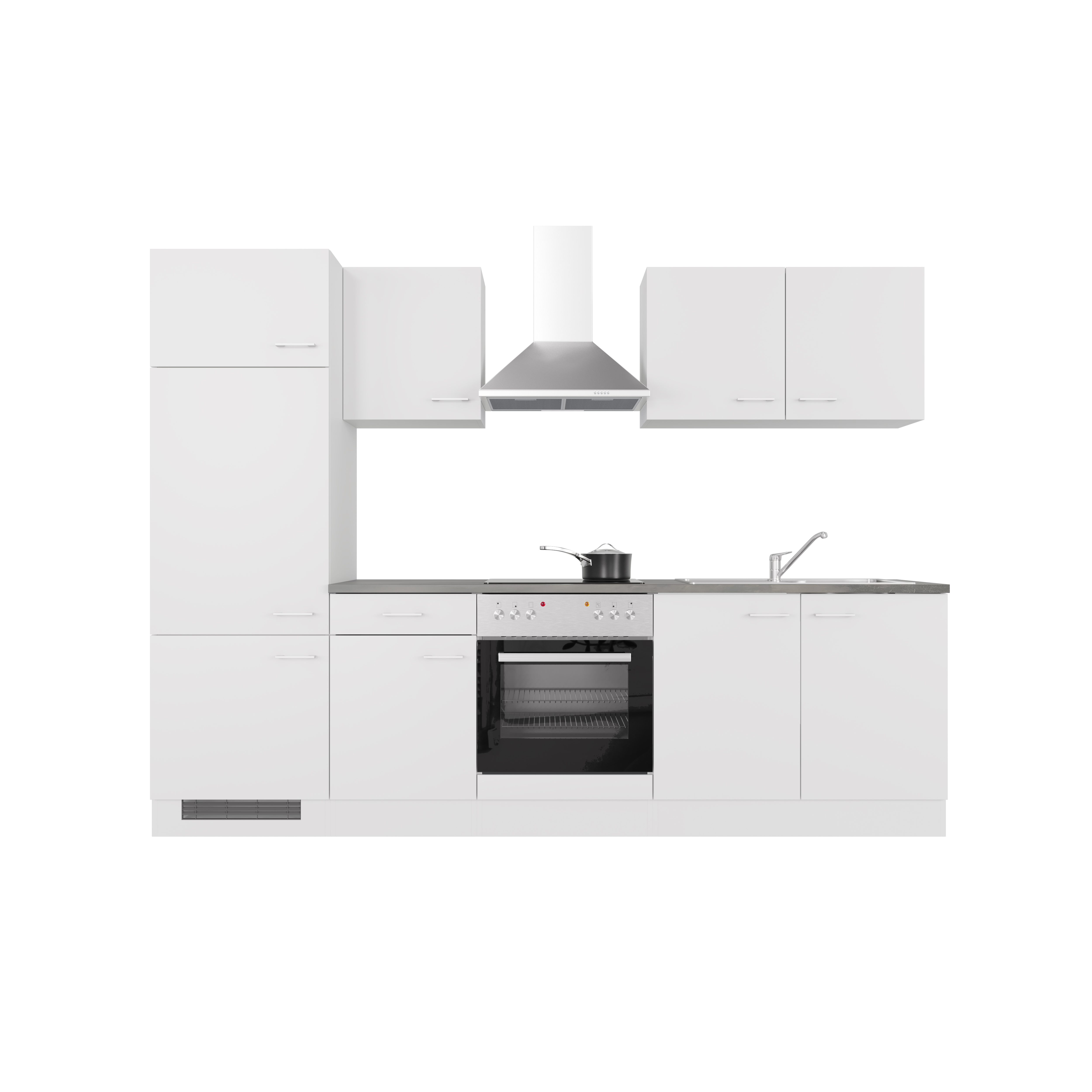 Küchenzeile mit E-Geräten - 270 cm breit - Weiß – Toska
