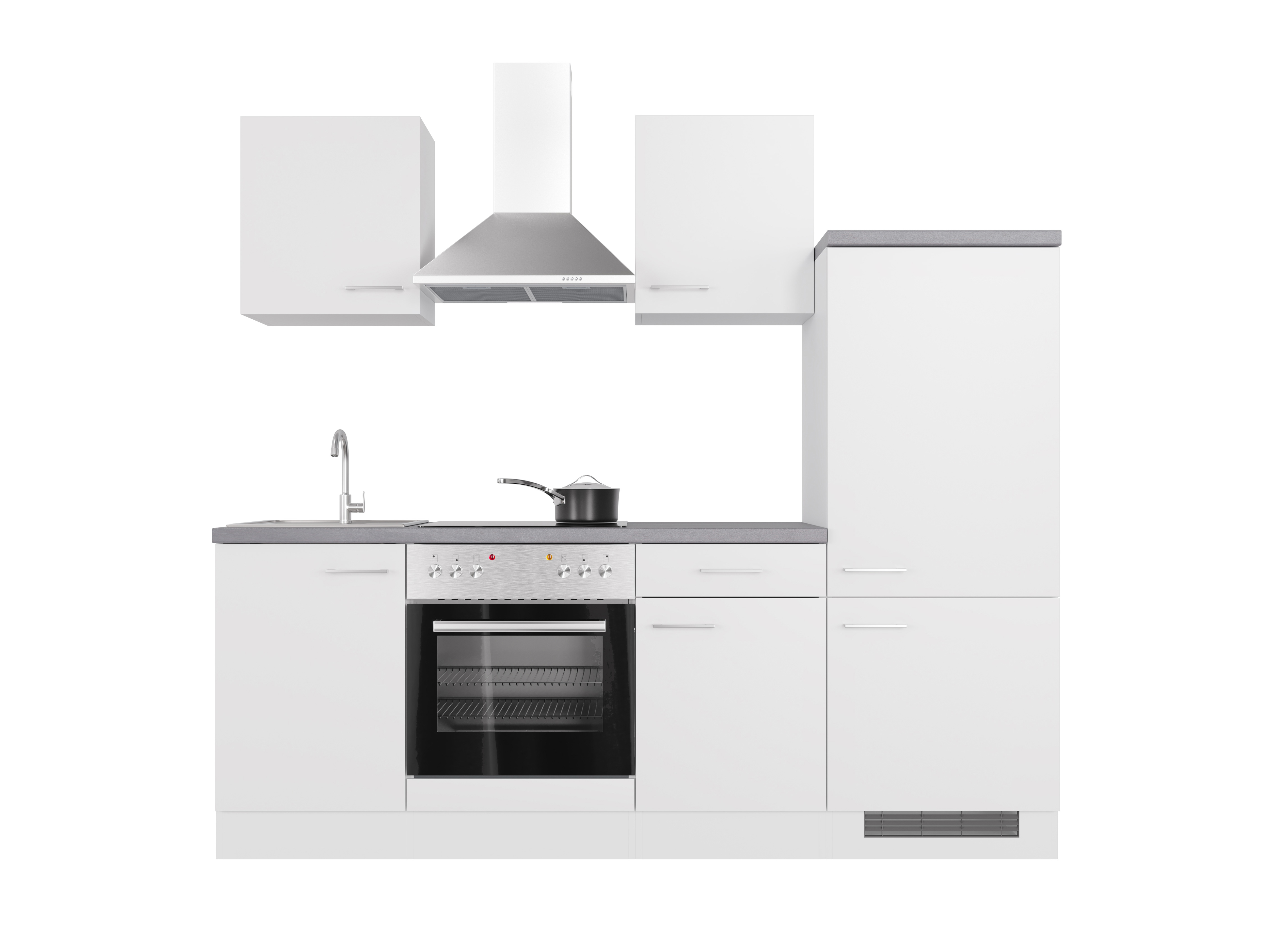 Küchenzeile mit E-Geräten - 220 cm breit - Weiß – Nawa