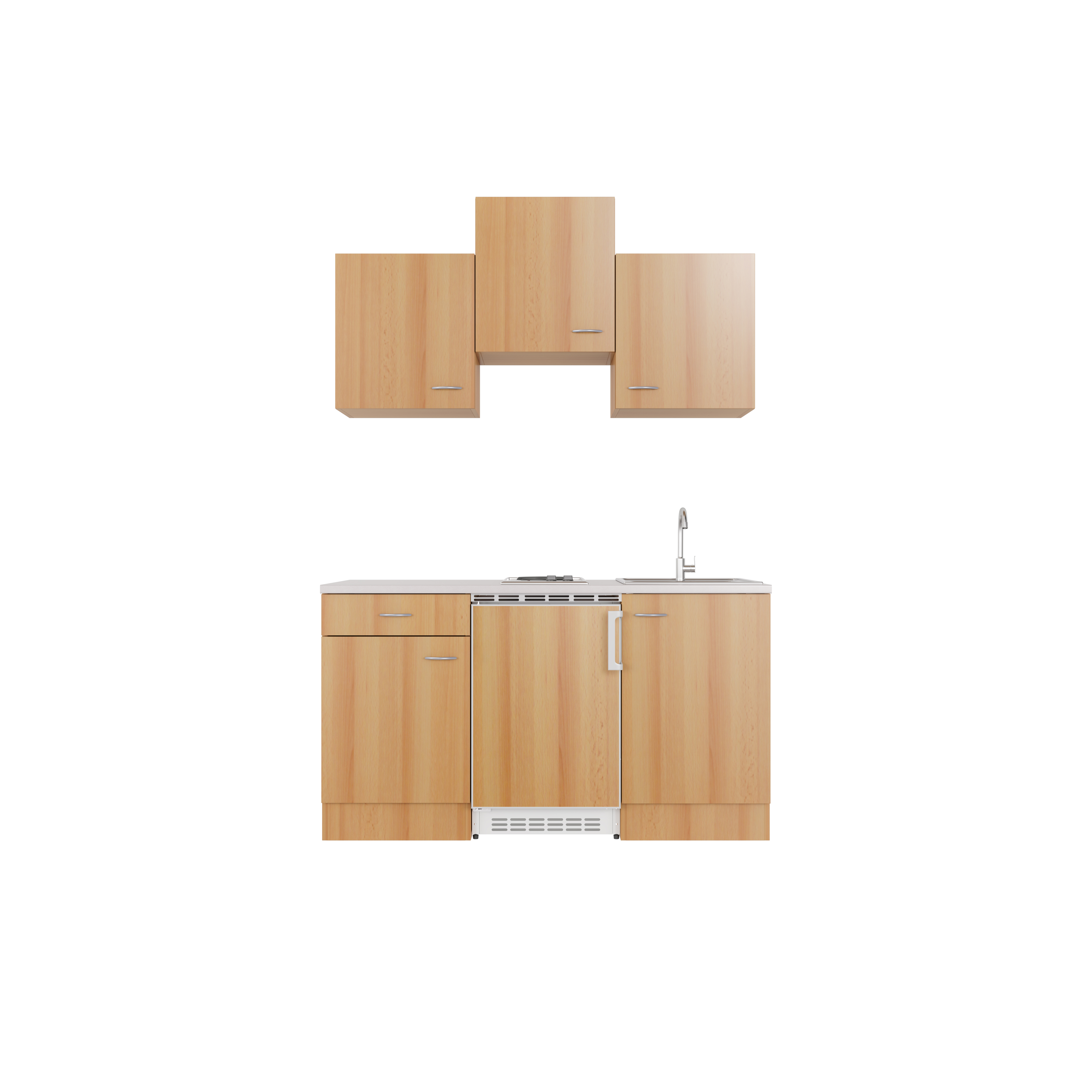 Singleküche mit E-Geräten - 150 cm breit - Buche – Namu