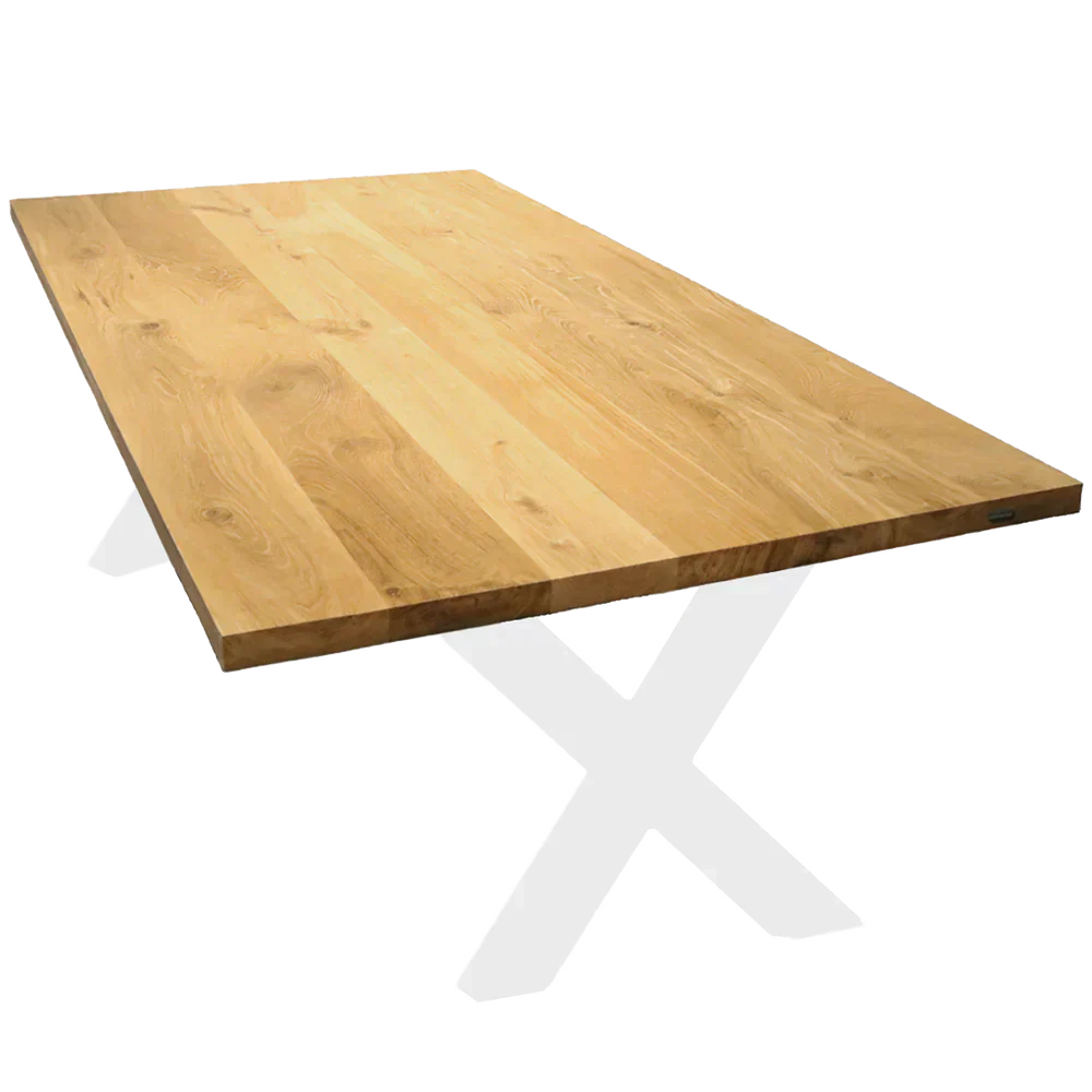 220 cm x 100 cm Tischplatte ohne Baumkante aus massiver Eiche