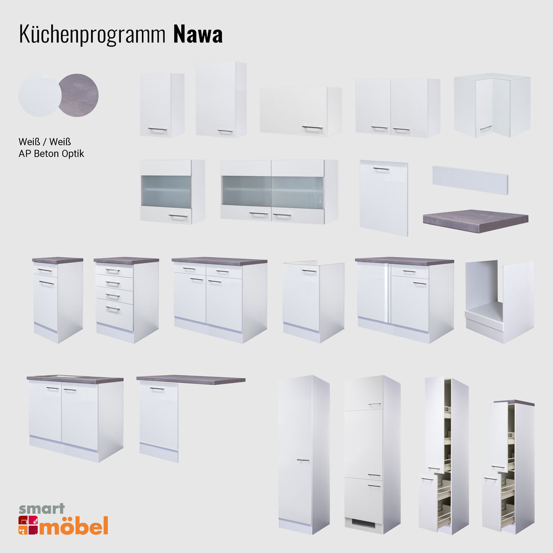 Hängeschrank Küche - 40 cm breit - Weiß – Nawa