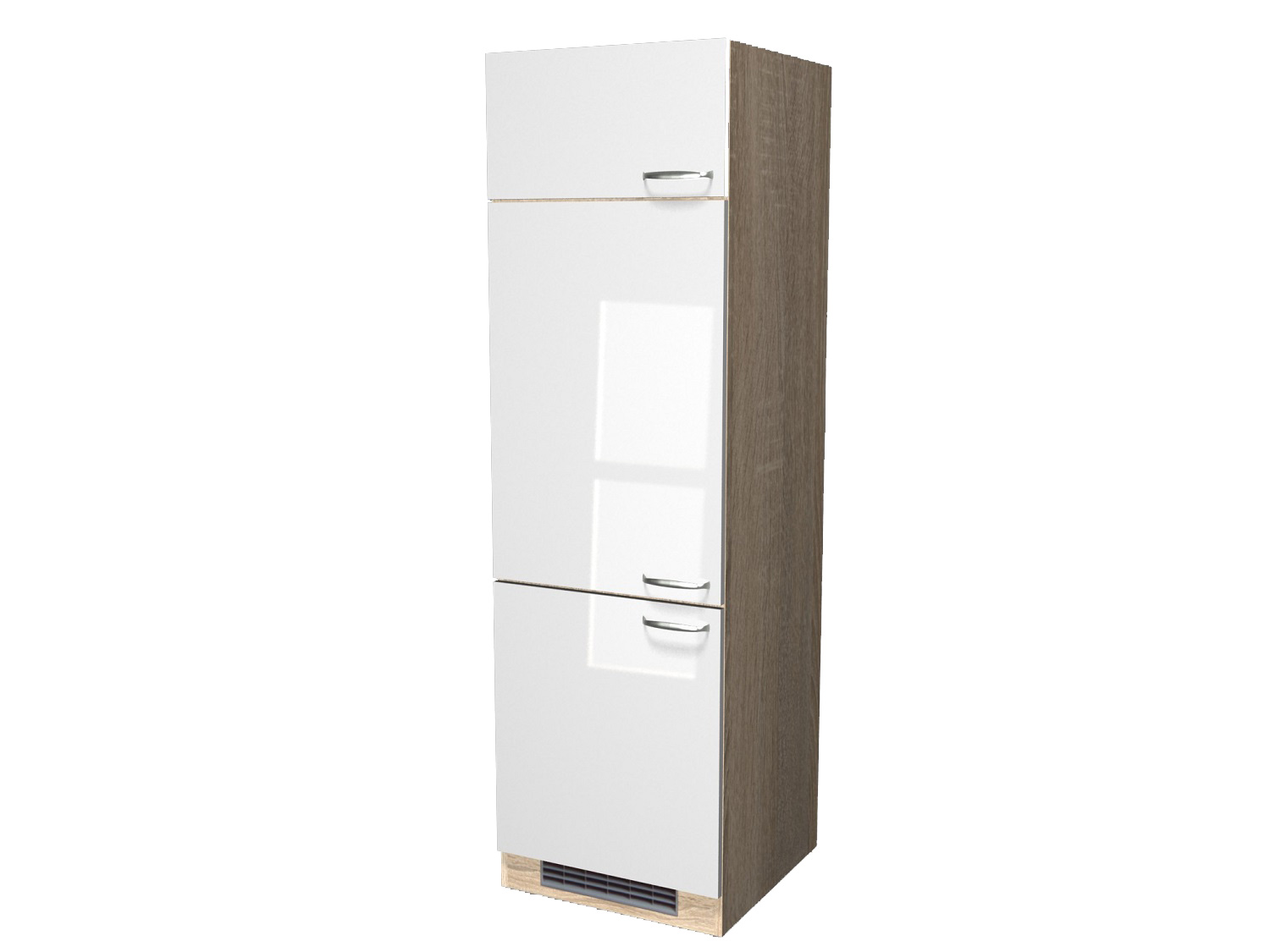 Eckunterschrank Küche - 110 cm breit - Hochglanz Weiß Sonoma Eiche –  Valencia