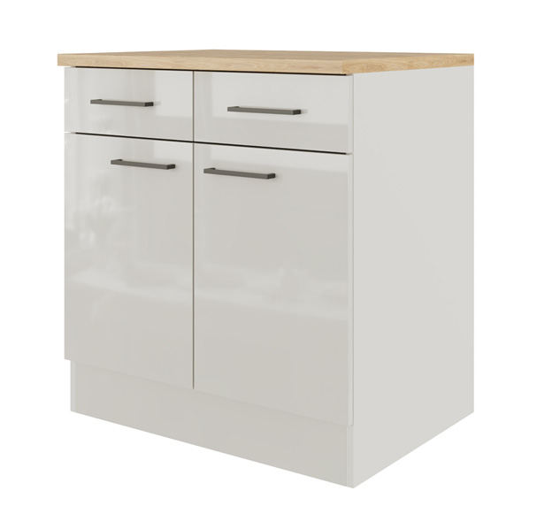 Küchenunterschrank - 80cm Schublade und Drehtür LUND | Lichtgrau | 80 x 60 x 85 cm (BxTxH)