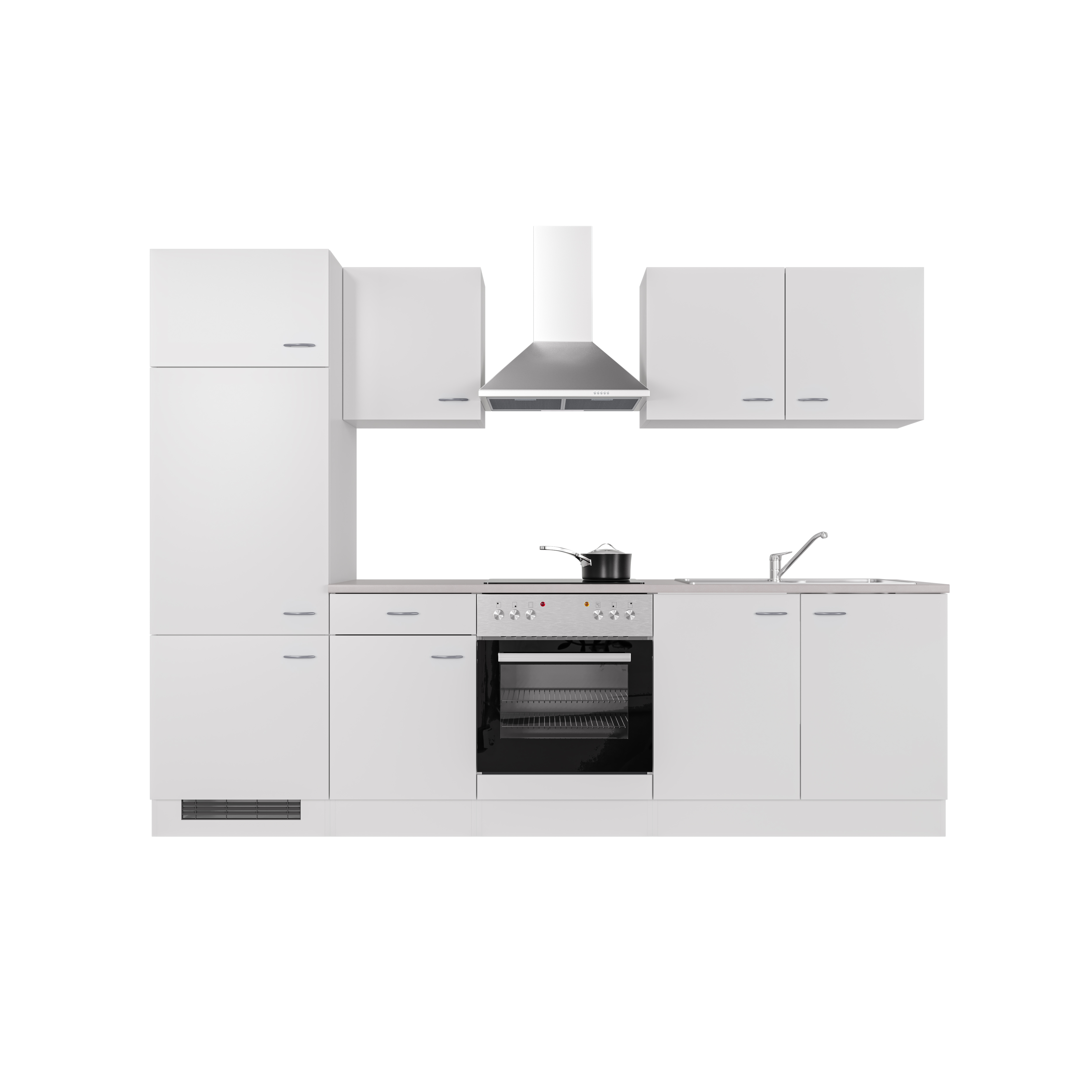 Küchenzeile mit E-Geräten - 270 cm breit - Weiß – Witus