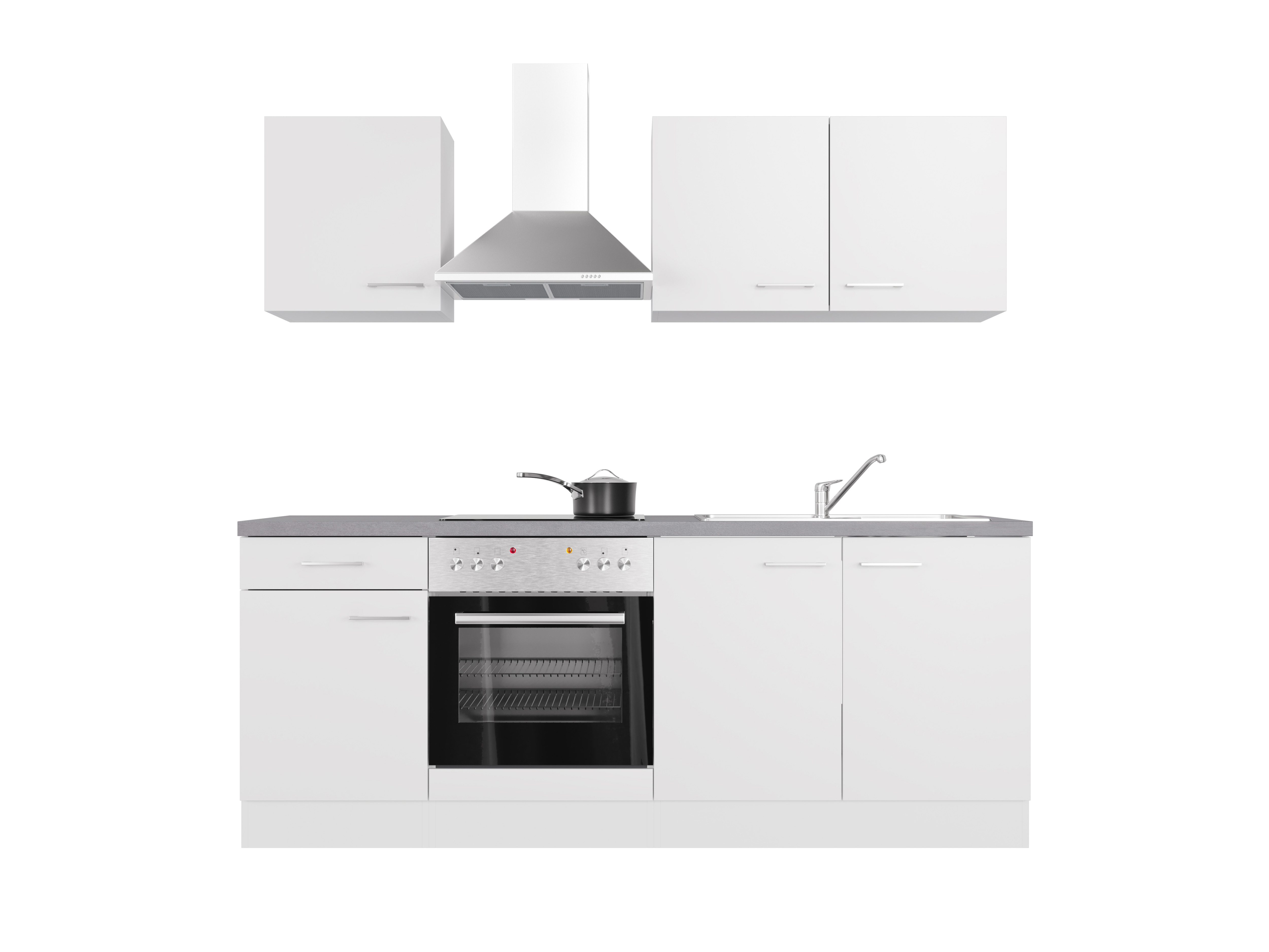 Küchenzeile mit E-Geräten - 210 cm breit - Weiß – Nawa