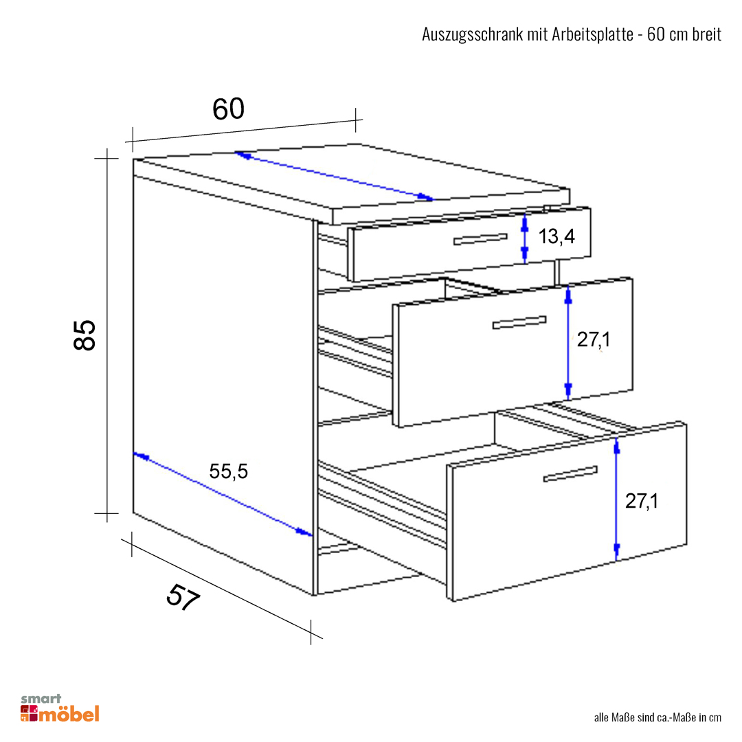 Auszugsschrank Küche - 60 cm breit - Magnolia Matt Lancelot Oak – Vintea