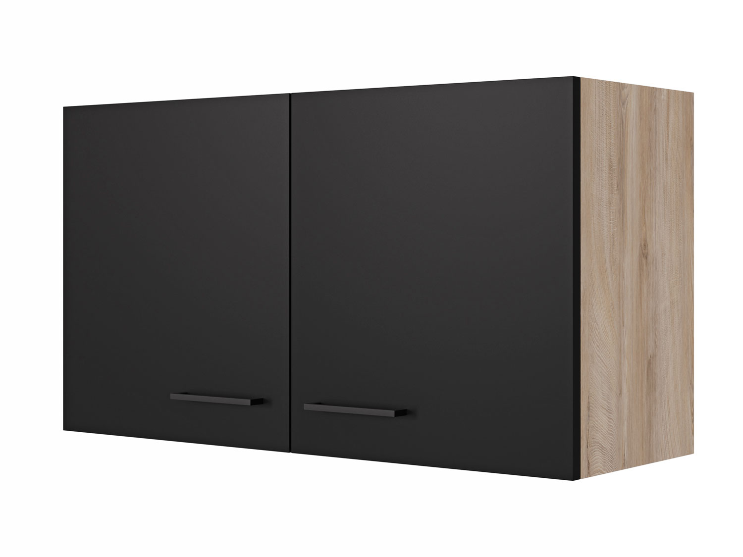 Hängeschrank Küche - 100 cm breit - Schwarz matt Endgrain Oak – Capri