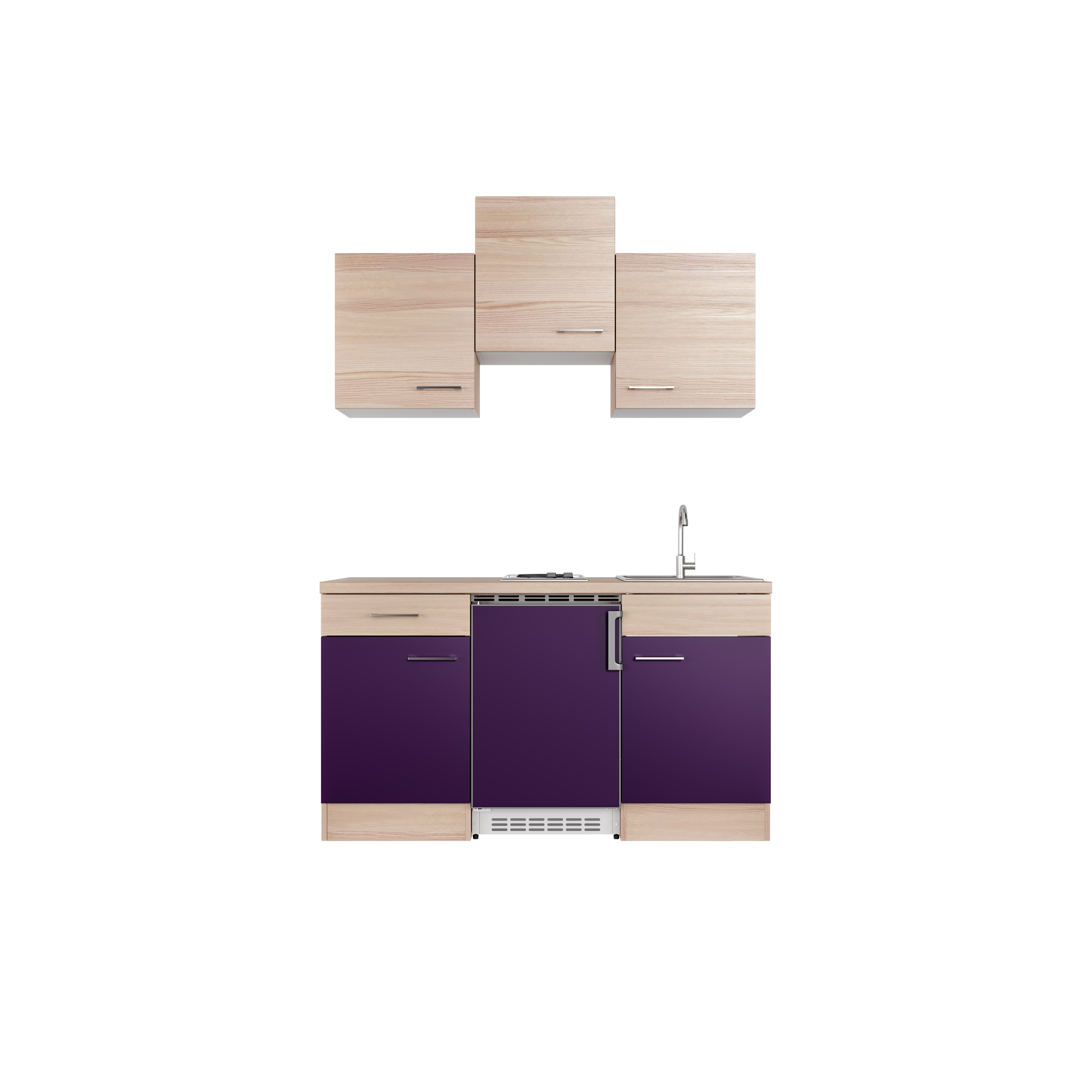 Singleküche mit E-Geräten - 150 cm breit - Akazie Aubergine – Otto