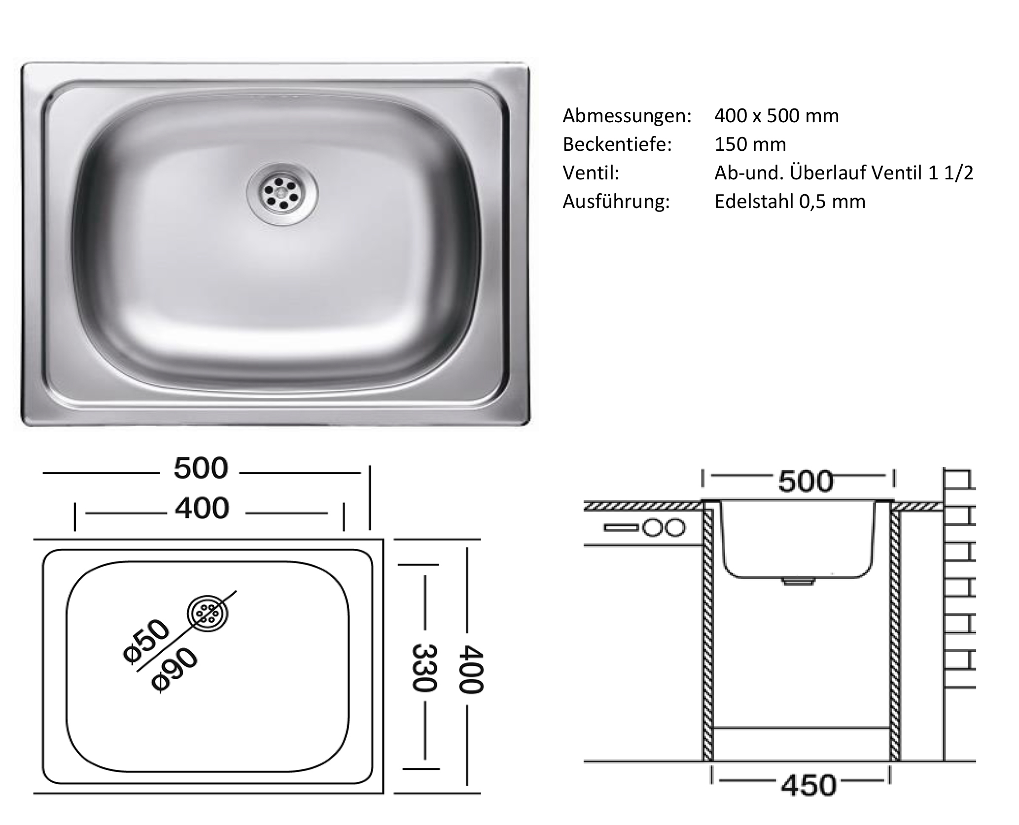 ESN-610-EINBAUSPUELE-46CM